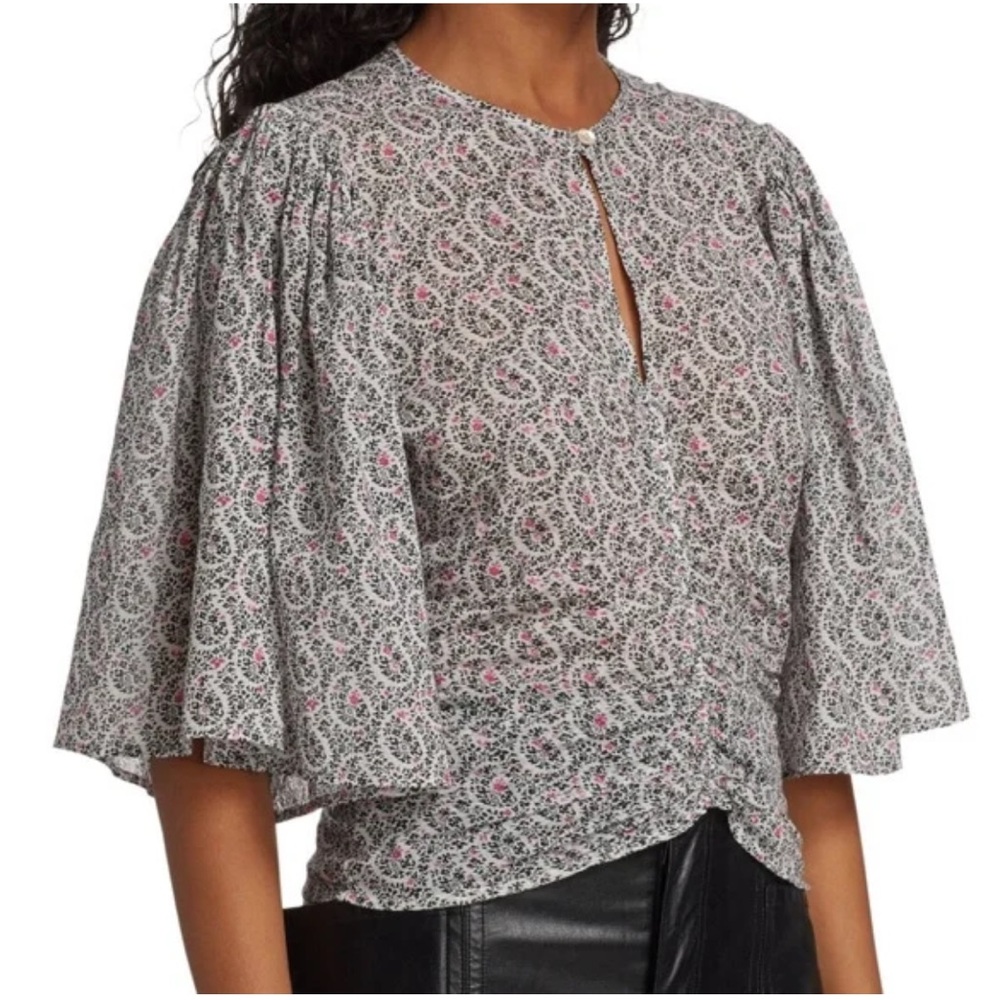 Isabel Marant Etoile Mariazo Floral Flutter-Sleeve Blouse